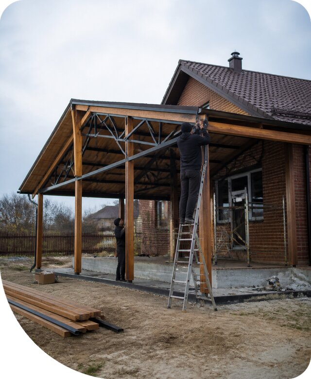 Пристройка навеса к дому и участку в Тутаеве под ключ